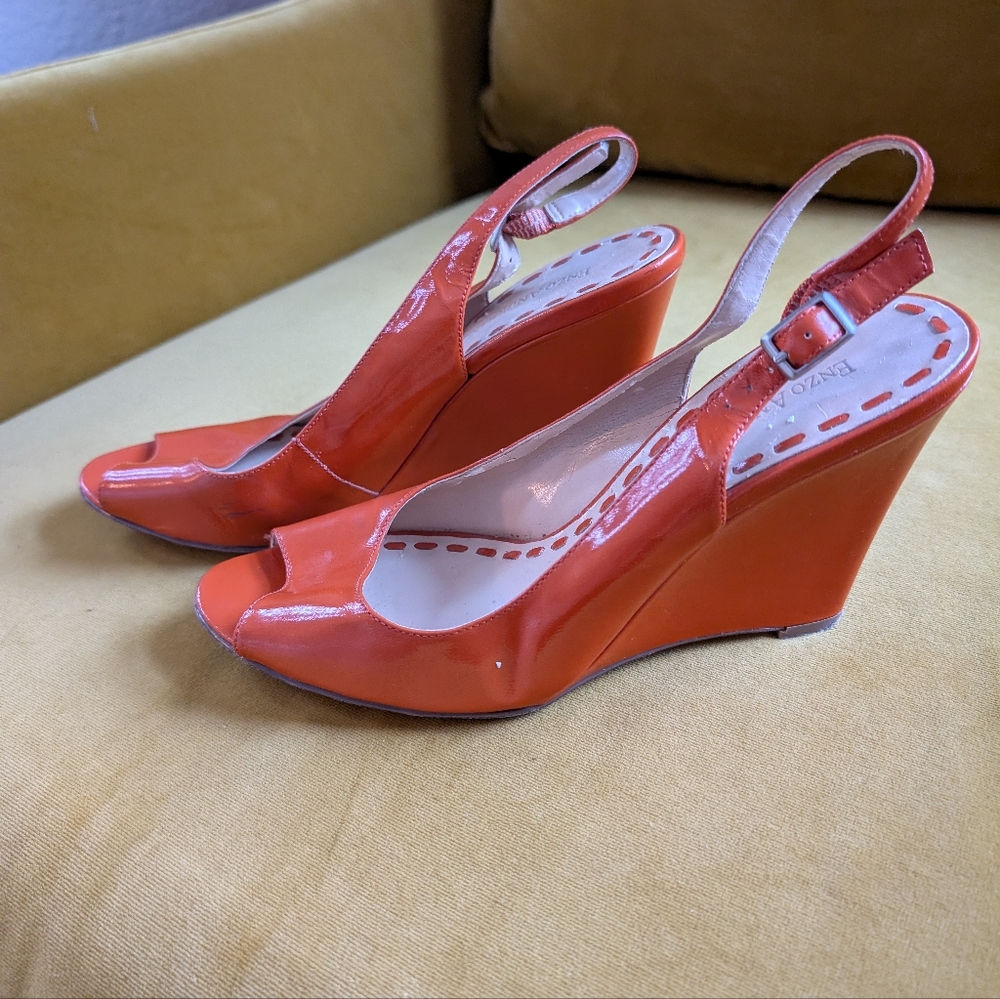 Orange Peep-Toe Slingback Heels